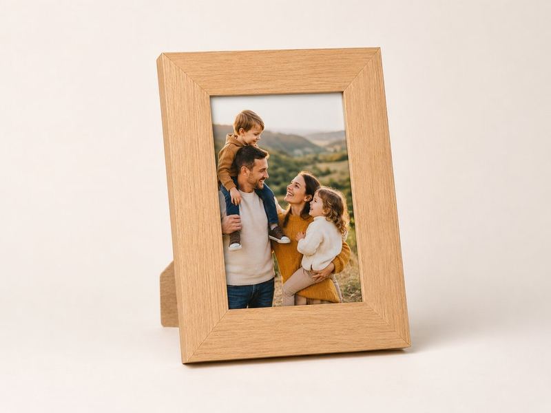 Porta-retrato 10×15 cm · Vidro 4 cm na cor Carvalho
