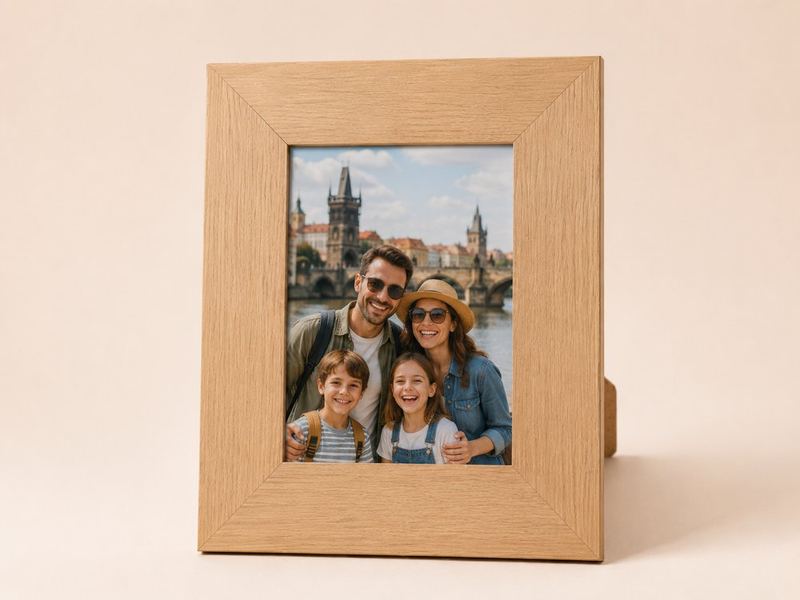 Porta-retrato 15×21 cm · Vidro 4 cm na cor Carvalho