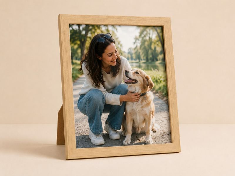 Porta-retrato 20×25 cm · Vidro 2 cm na cor Carvalho