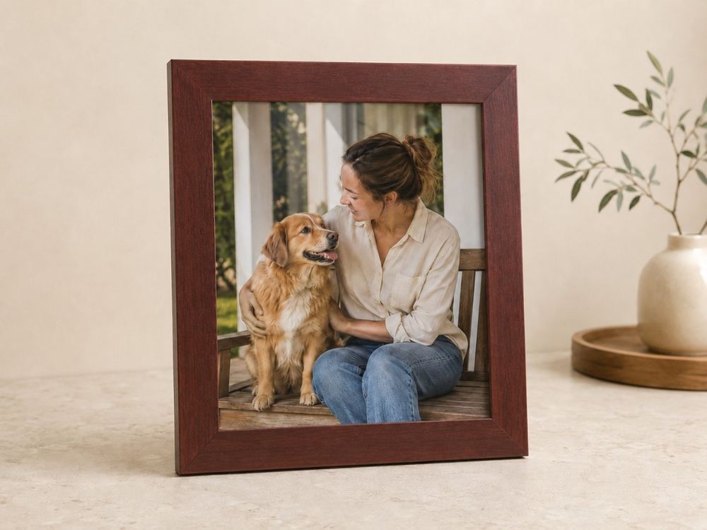 Porta-retrato 25×30 cm · Vidro 3 cm na cor Mogno