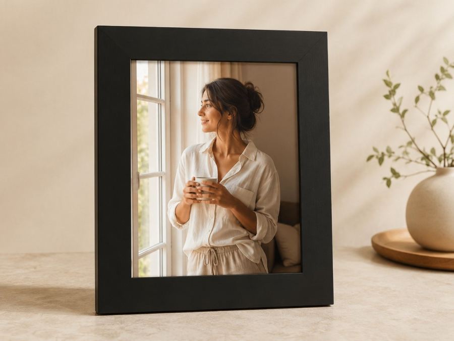Porta-retrato 25×30 cm · Vidro 4 cm na cor Preto
