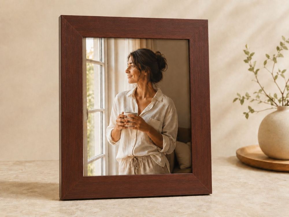 Porta-retrato 25×30 cm · Vidro 4 cm na cor Mogno
