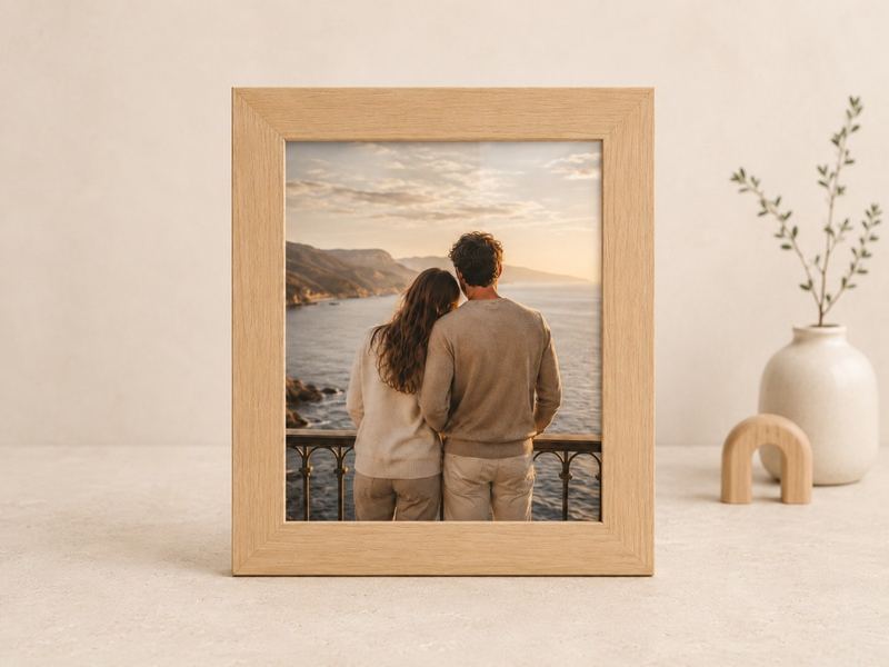 Porta-retrato 30×40 cm · Vidro 4 cm na cor Carvalho