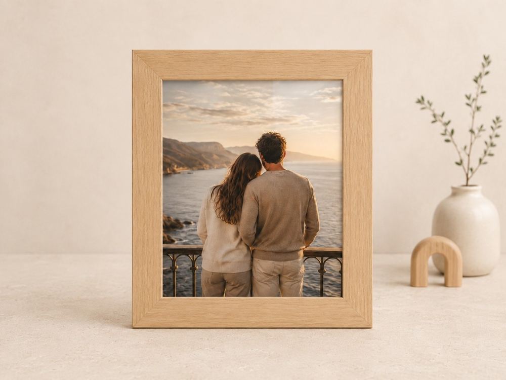 Porta-retrato 30×40 cm · Vidro 4 cm na cor Carvalho