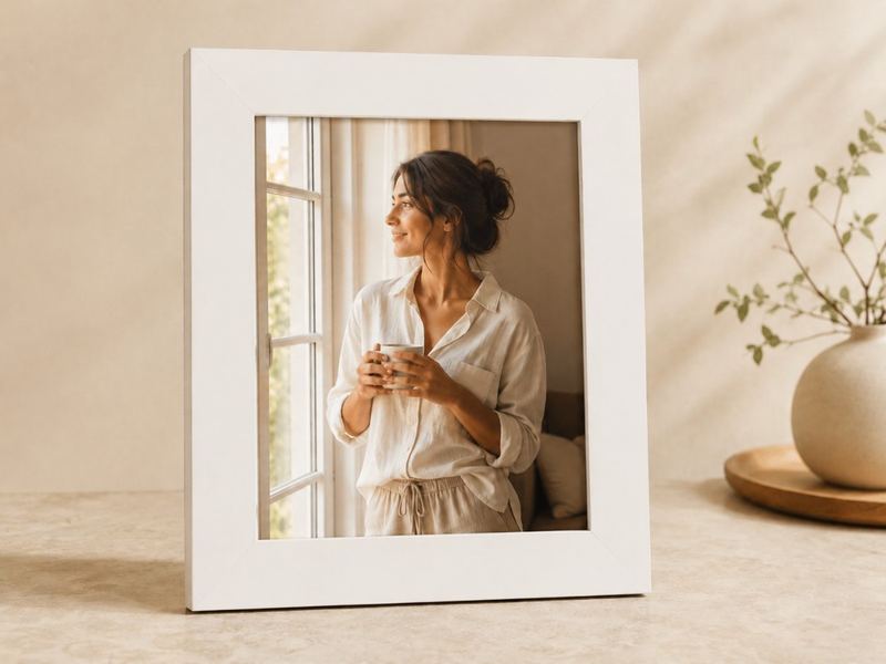 Porta-retrato 25×30 cm · Vidro 4 cm na cor Branco