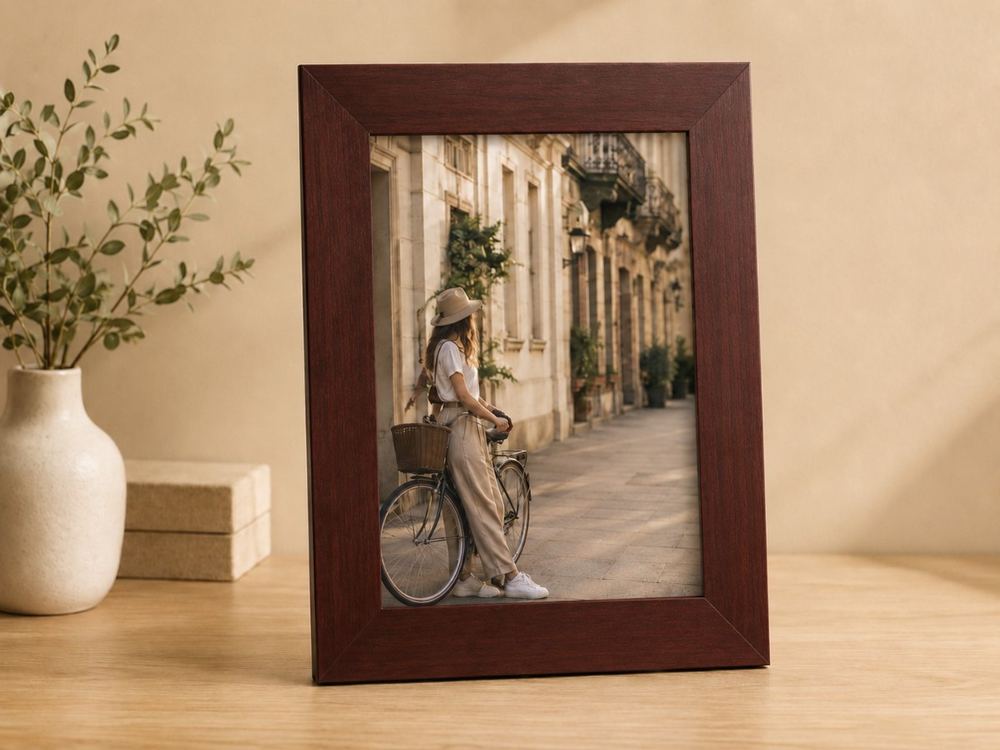Porta-retrato 20×30 cm · Vidro 4 cm na cor Mogno