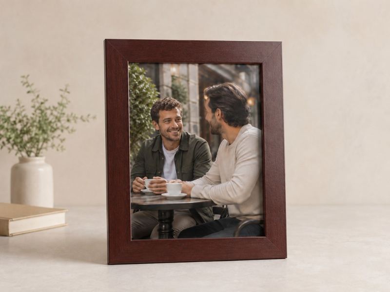 Porta-retrato 20×25 cm · Vidro 3 cm na cor Mogno