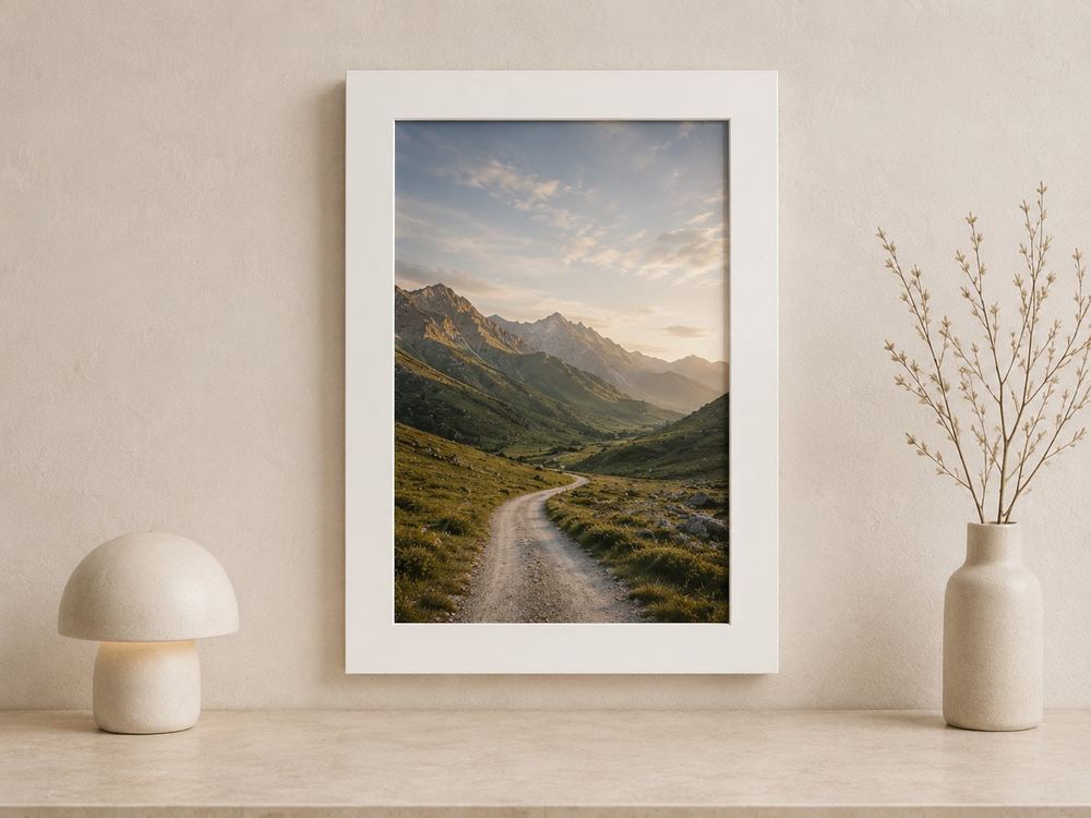Combo Foto + Moldura 30x40 · com Vidro na cor Carvalho · Borda 4 cm