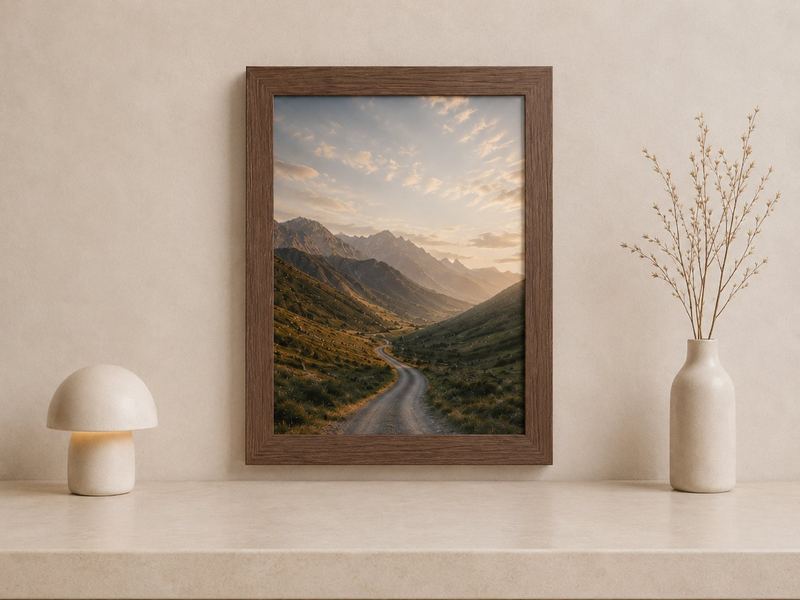 Combo Foto + Moldura 30x40 · com Vidro na cor Carvalho · Borda 4 cm