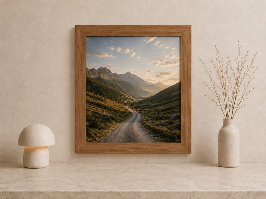 Combo Foto + Moldura 40x50 · com Vidro na cor Carvalho · Borda 4 cm