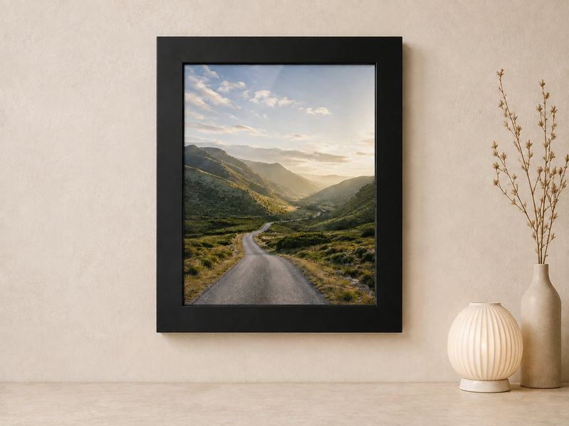 Combo Foto + Moldura 40x50 · com Vidro na cor Carvalho · Borda 4 cm