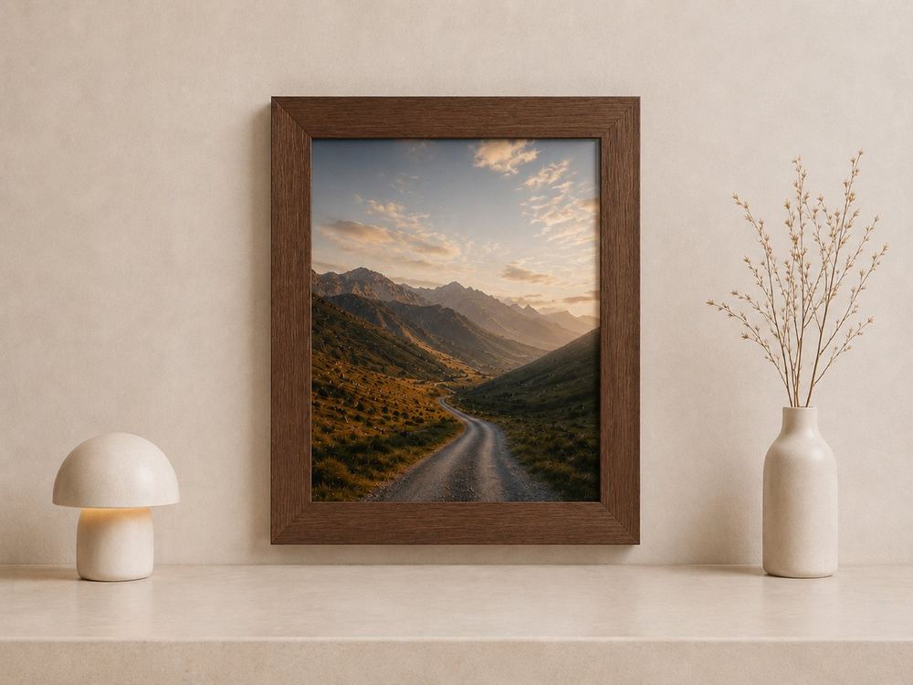 Combo Foto + Moldura 40x50 · com Vidro na cor Carvalho · Borda 4 cm
