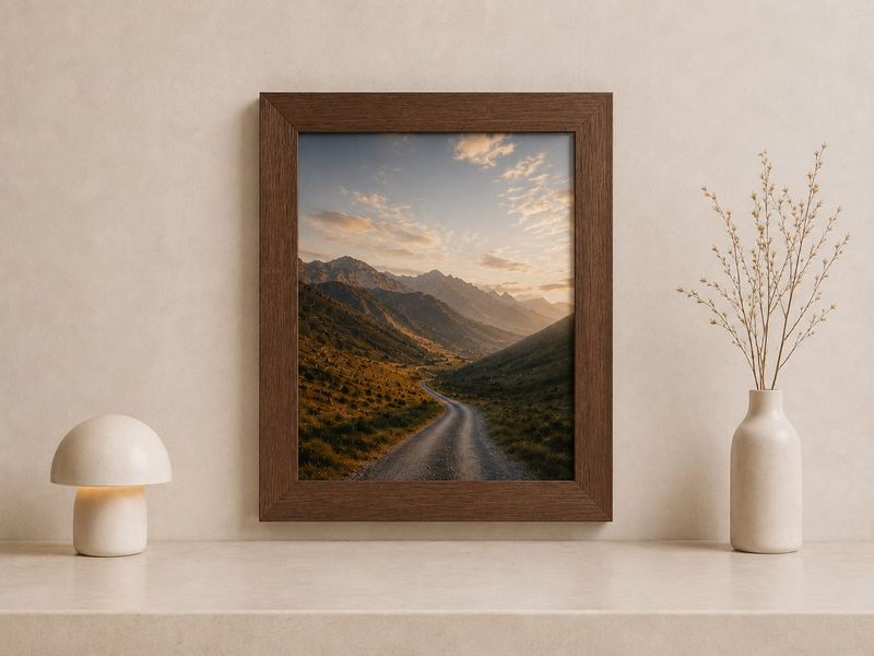 Combo Foto + Moldura 40x50 · com Vidro na cor Carvalho · Borda 4 cm