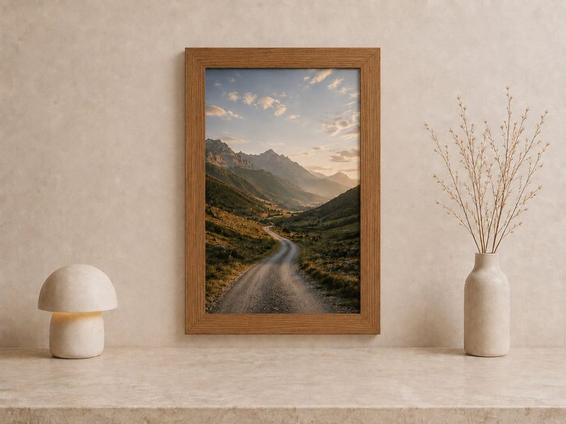 Combo Foto + Moldura 40x60 · com Vidro na cor Carvalho · Borda 4 cm