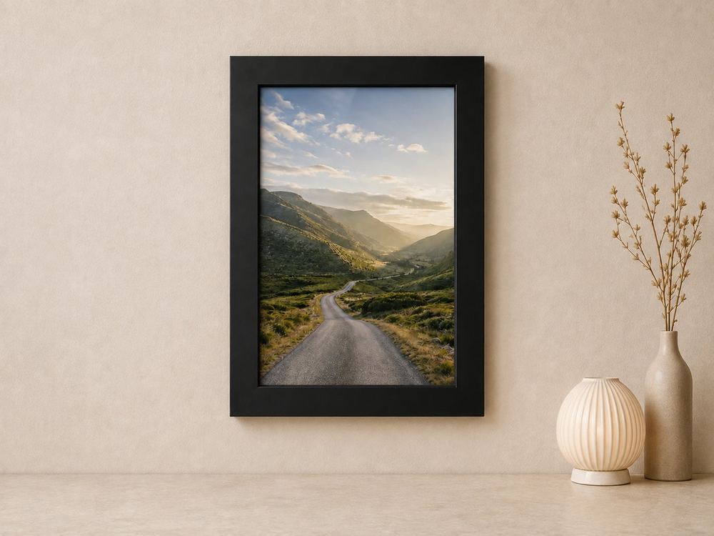 Combo Foto + Moldura 40x60 · com Vidro na cor Carvalho · Borda 4 cm