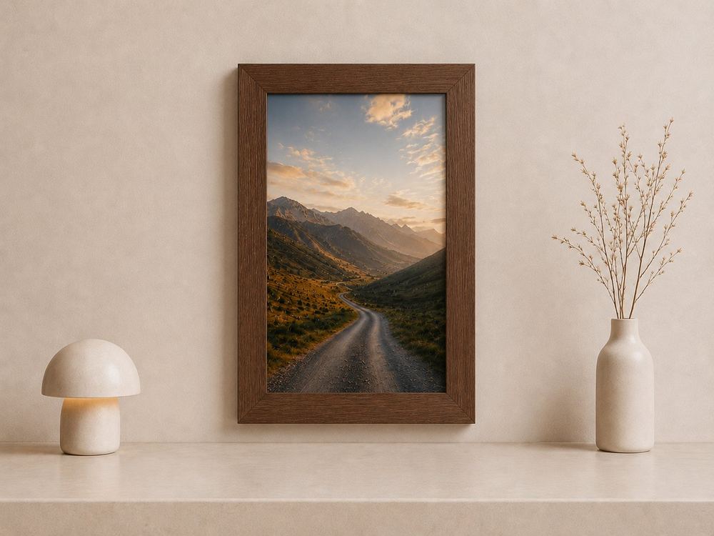 Combo Foto + Moldura 40x60 · com Vidro na cor Carvalho · Borda 4 cm
