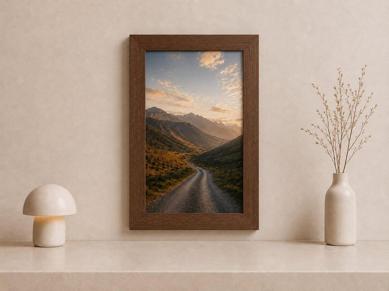 Combo Foto + Moldura 40x60 · com Vidro na cor Carvalho · Borda 4 cm