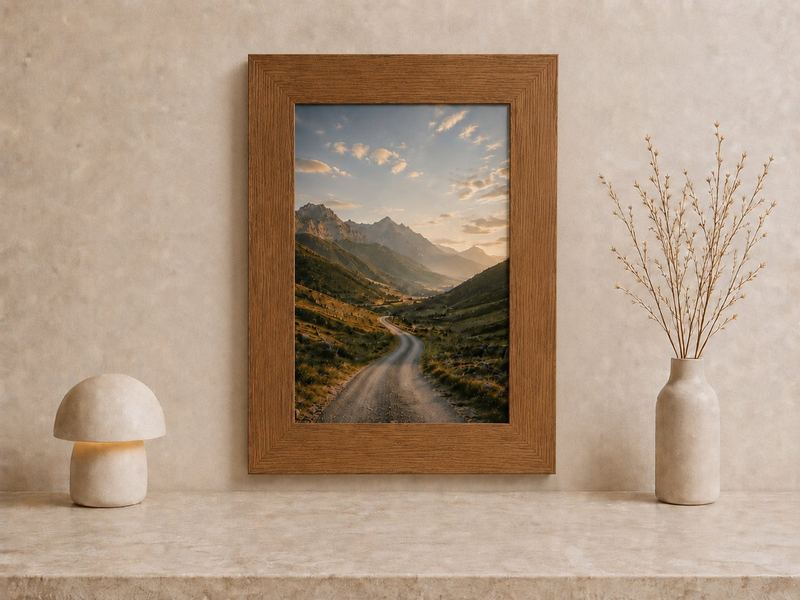 Combo Foto + Moldura 40x60 · com Vidro na cor Carvalho · Borda 6 cm