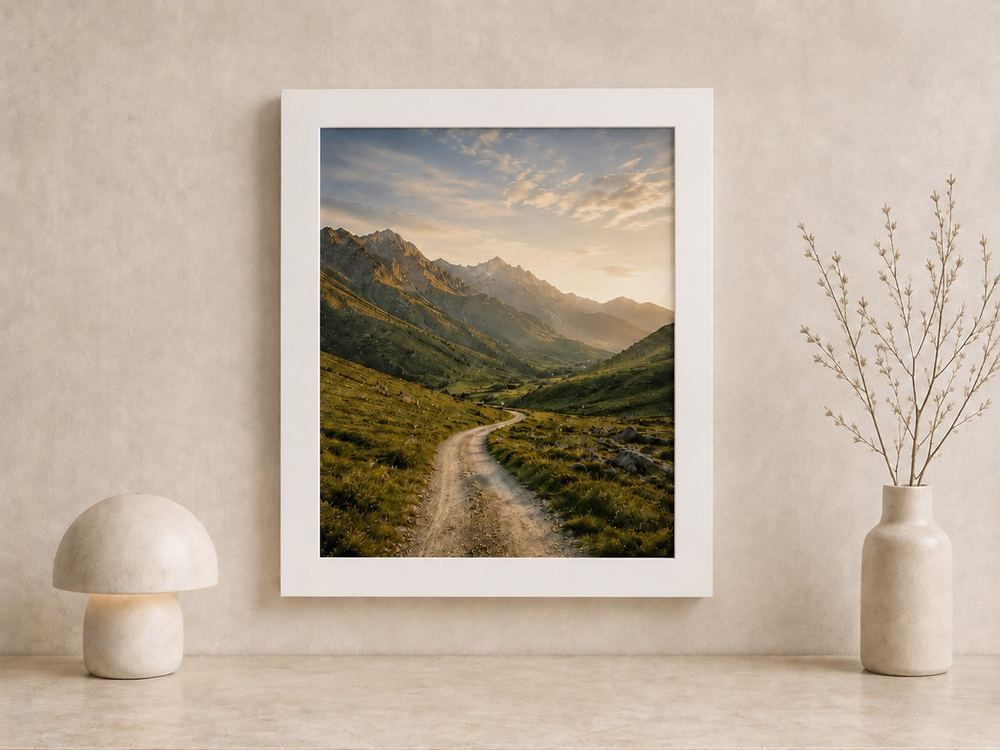 Combo Foto + Moldura 50x60 · com Vidro na cor Carvalho · Borda 4 cm