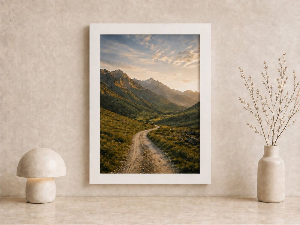 Combo Foto + Moldura 50x70 · com Vidro na cor Carvalho · Borda 4 cm
