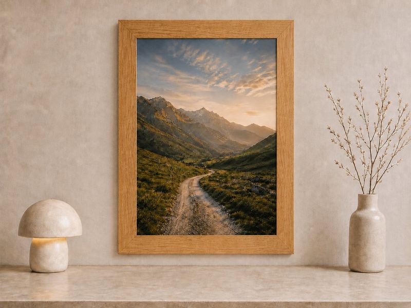 Combo Foto + Moldura 60x80 · com Vidro na cor Carvalho · Borda 4 cm
