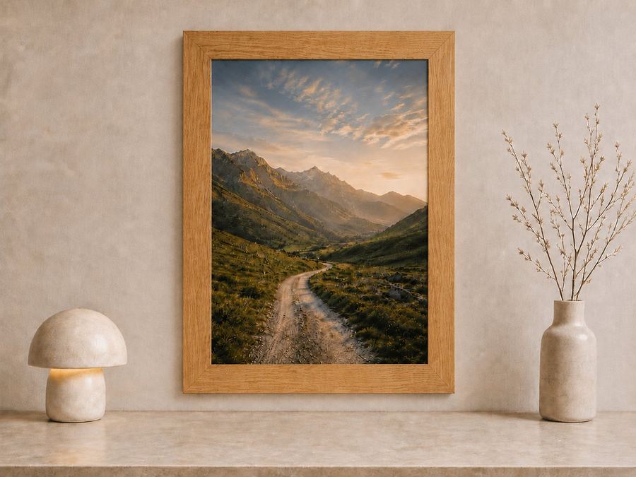 Combo Foto + Moldura 60x80 · com Vidro na cor Carvalho · Borda 4 cm