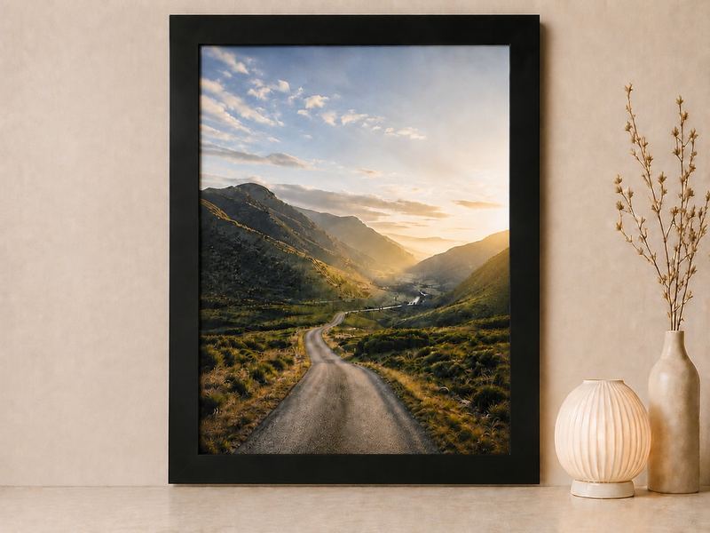 Combo Foto + Moldura 60x80 · com Vidro na cor Carvalho · Borda 4 cm