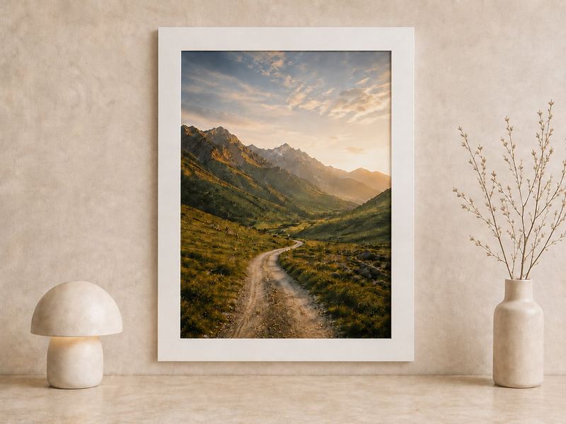 Combo Foto + Moldura 60x80 · com Vidro na cor Carvalho · Borda 4 cm
