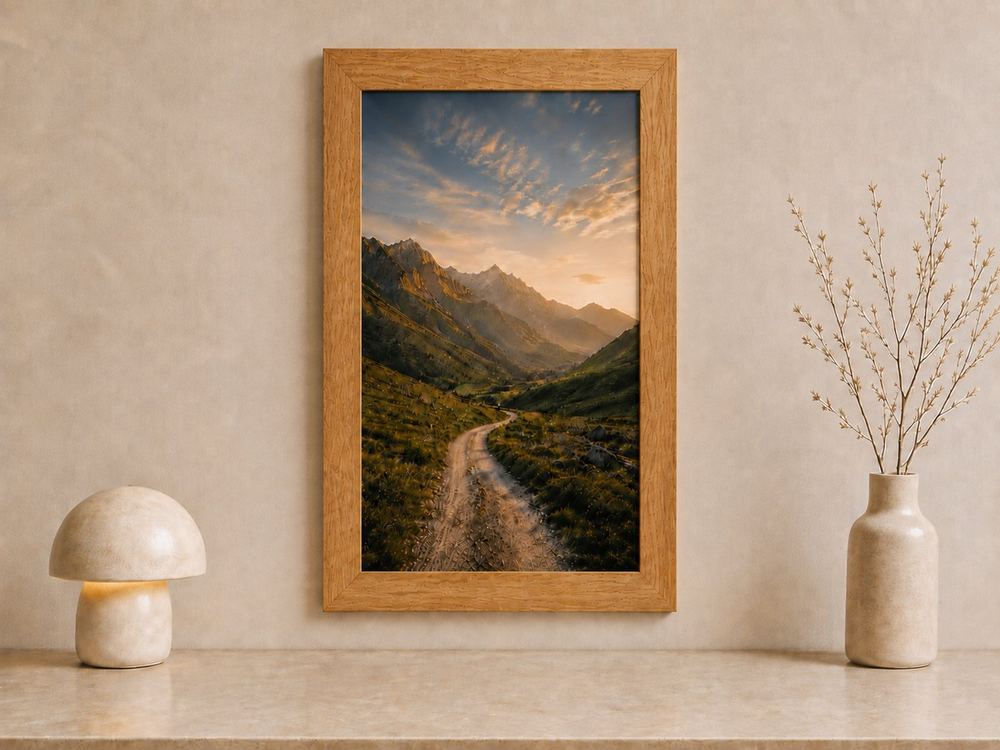 Combo Foto + Moldura 60x90 · com Vidro na cor Carvalho · Borda 4 cm