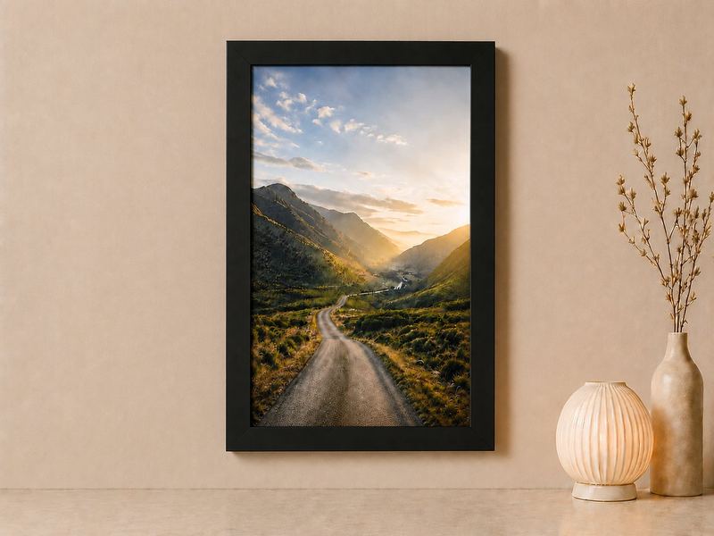 Combo Foto + Moldura 60x90 · com Vidro na cor Carvalho · Borda 4 cm