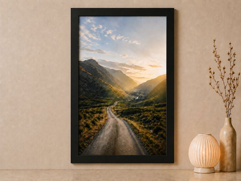 Combo Foto + Moldura 80x120 · com Vidro na cor Carvalho · Borda 4 cm
