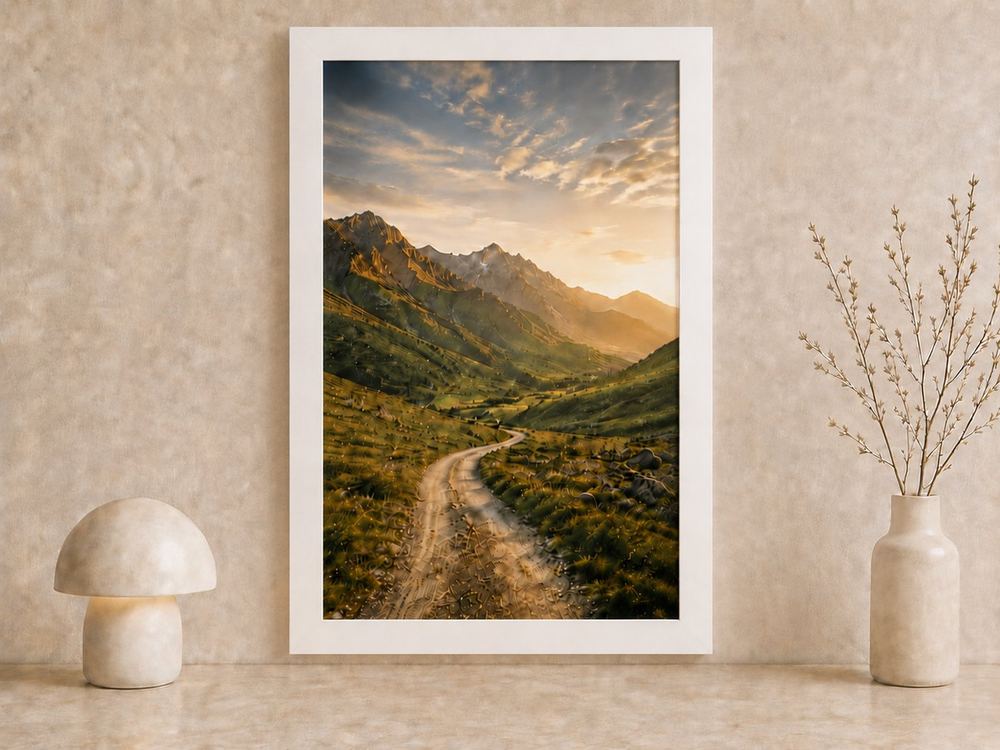 Combo Foto + Moldura 80x120 · com Vidro na cor Carvalho · Borda 4 cm