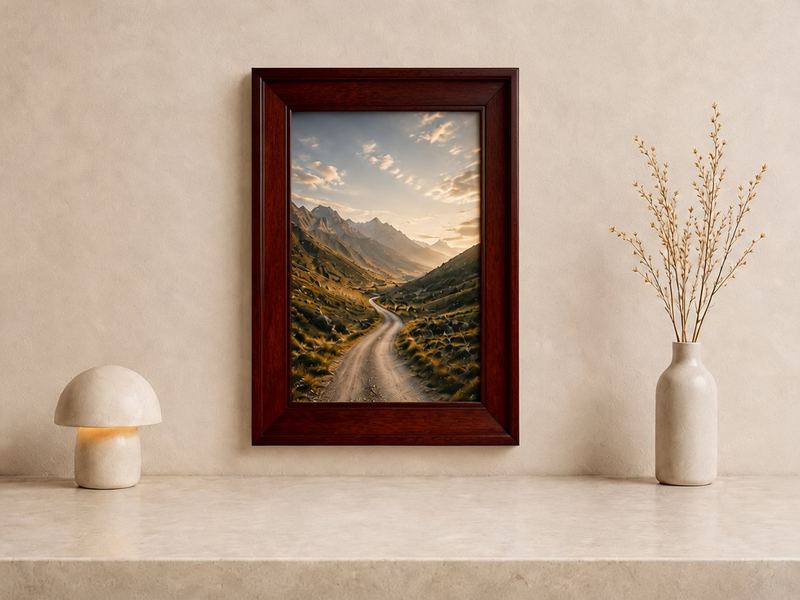 Combo Foto + Moldura 30x40 · com Vidro na cor Mogno · Borda 6 cm